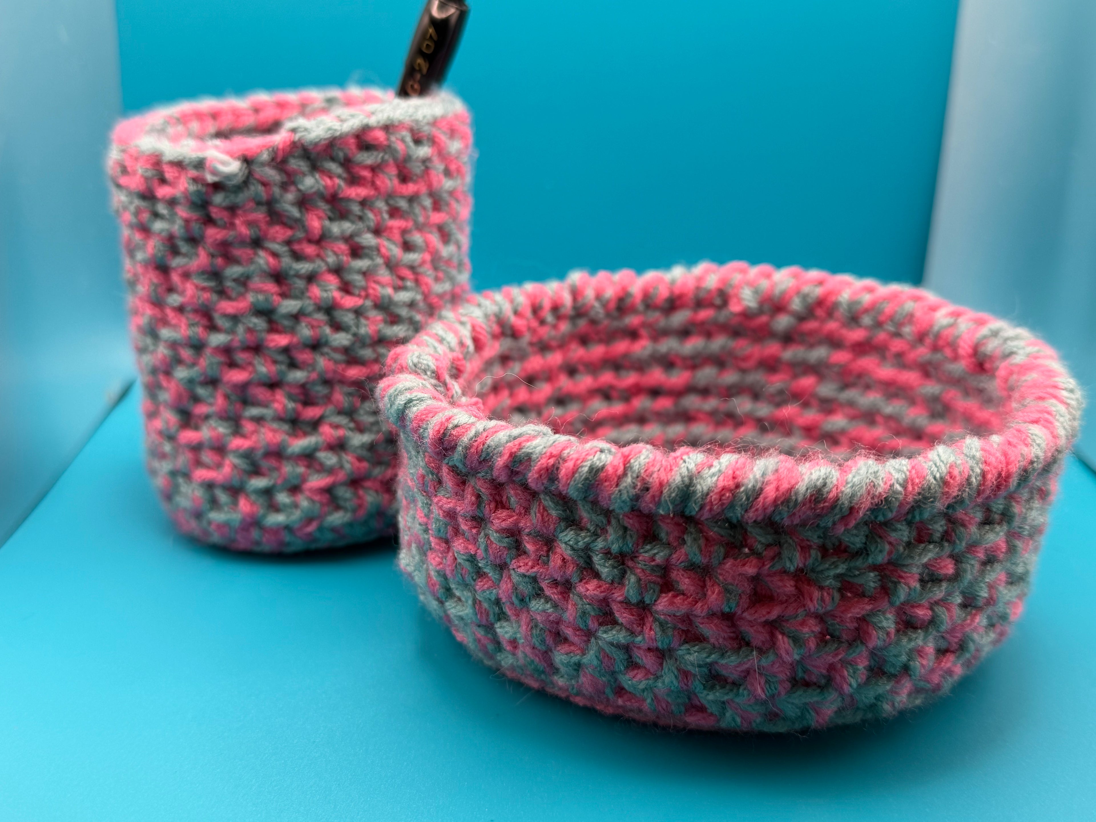 Crochet bowl and cup