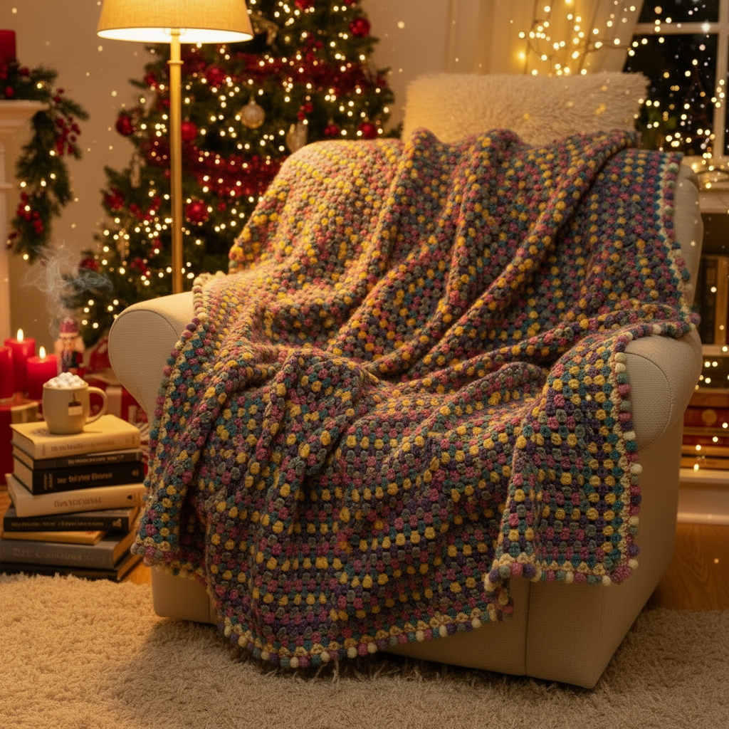 Crochet granny square blanket