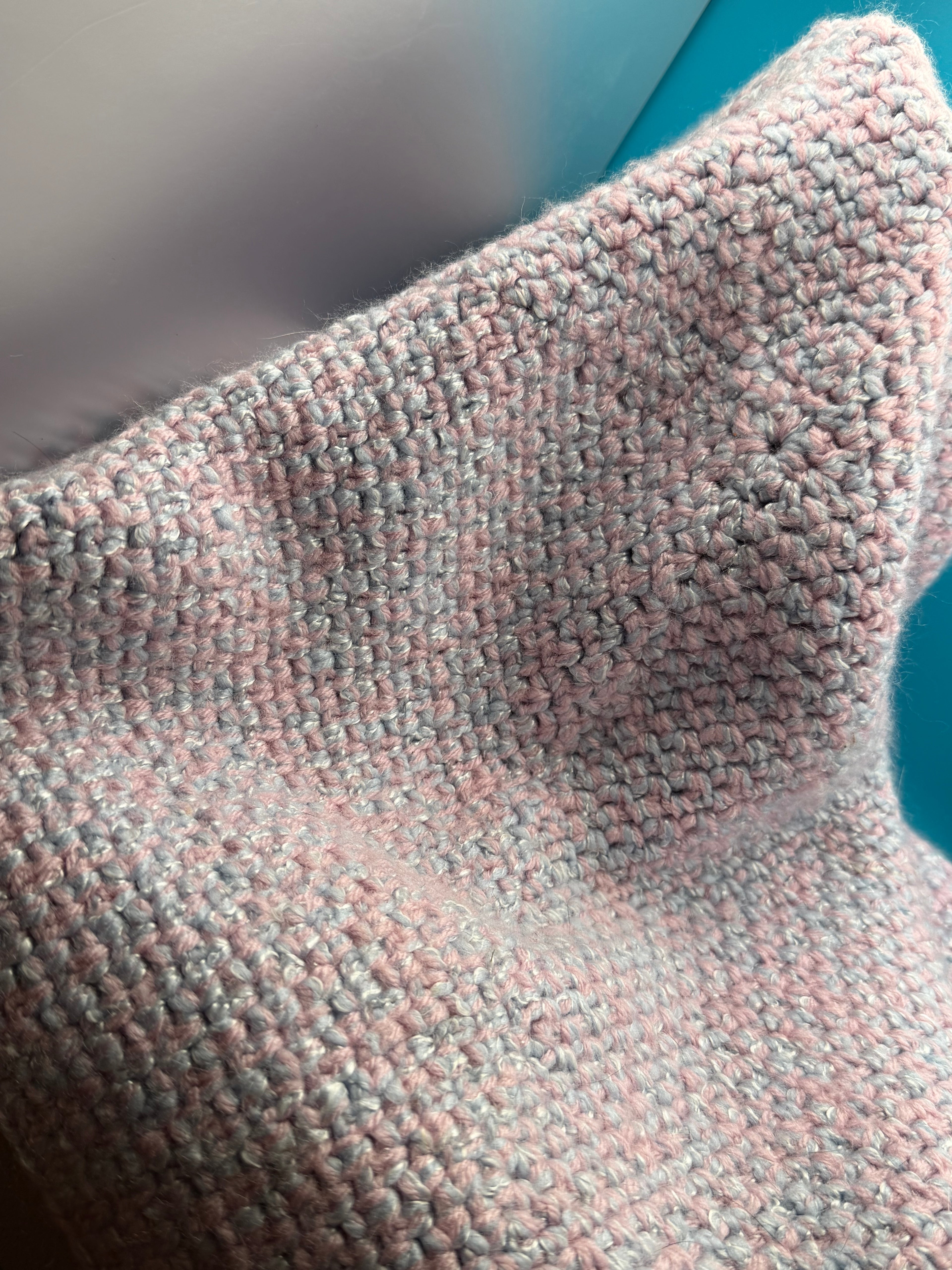Moss stitch “granny square” throw