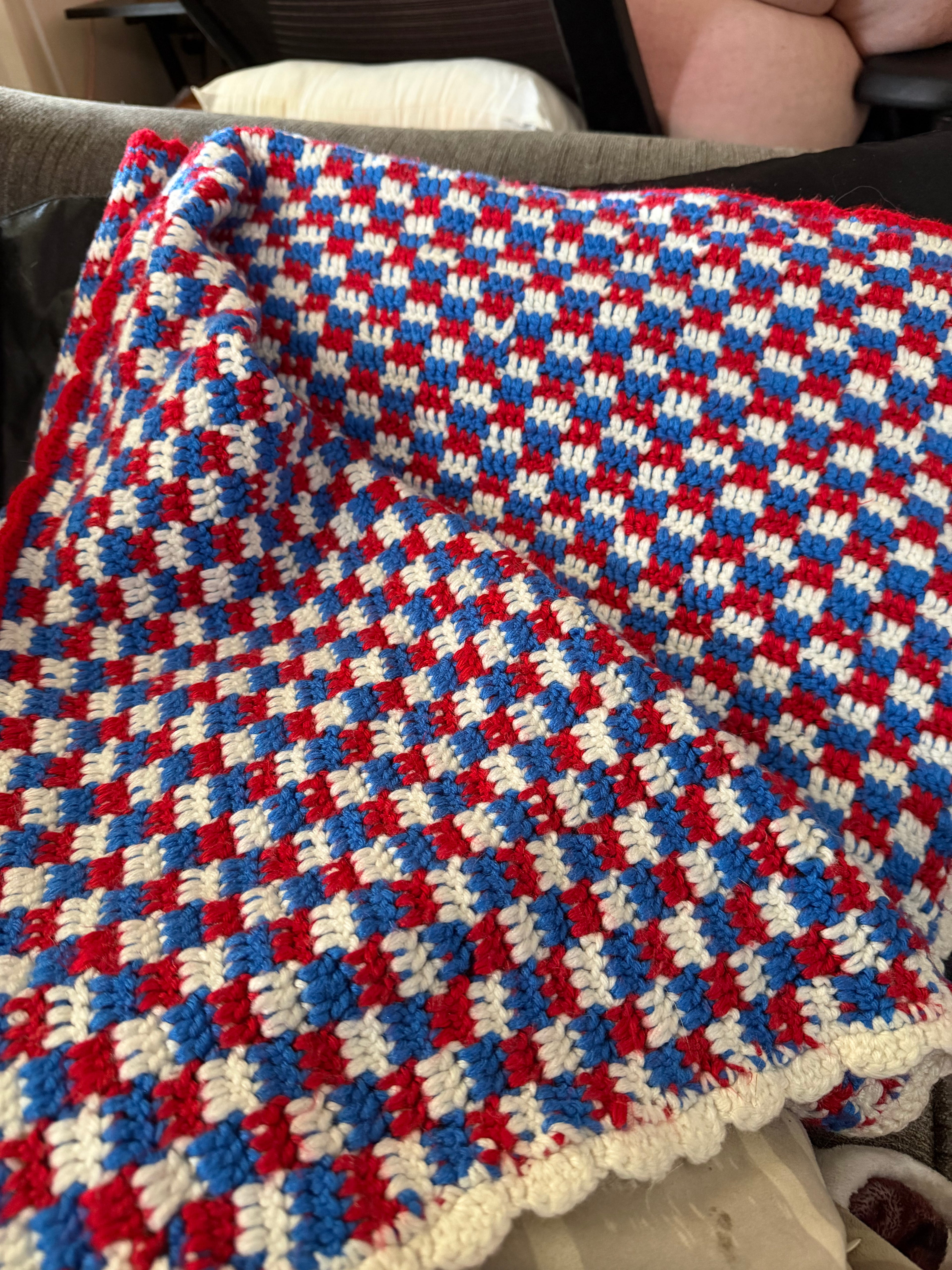Mini Check Plaid Stitch Throw Blanket