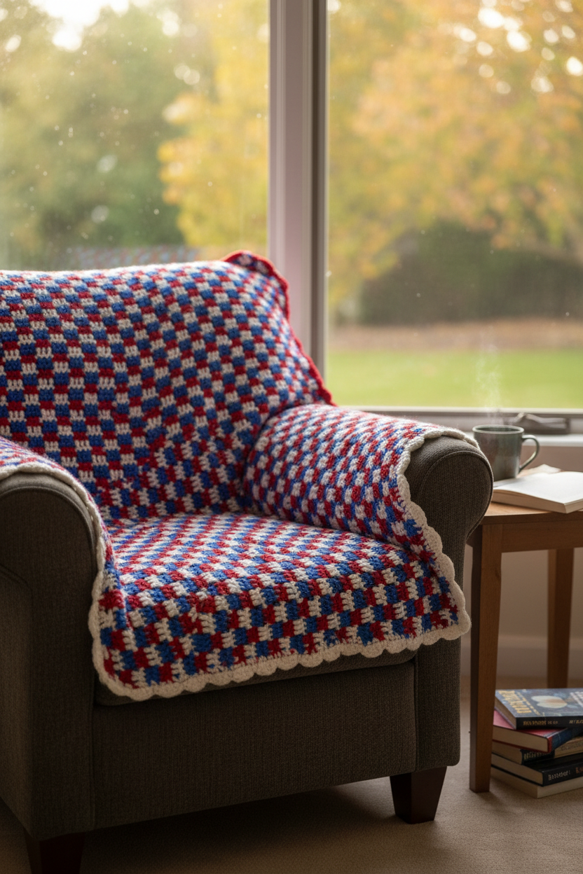 Mini Check Plaid Stitch Throw Blanket