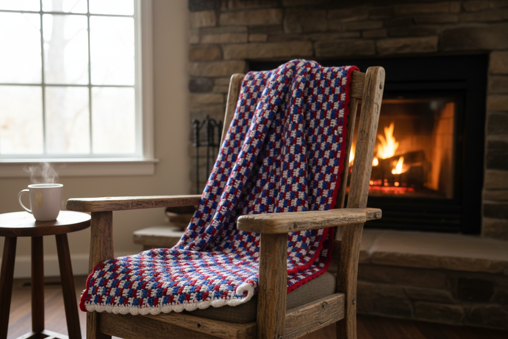 Mini Check Plaid Stitch Throw Blanket