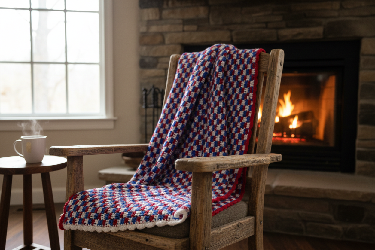 Mini Check Plaid Stitch Throw Blanket
